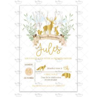 MMEZ CREAZIONI - INVITATION ANNIVERSAIRE PERSONNALISEE - LES ANIMAUX DE LA FORET