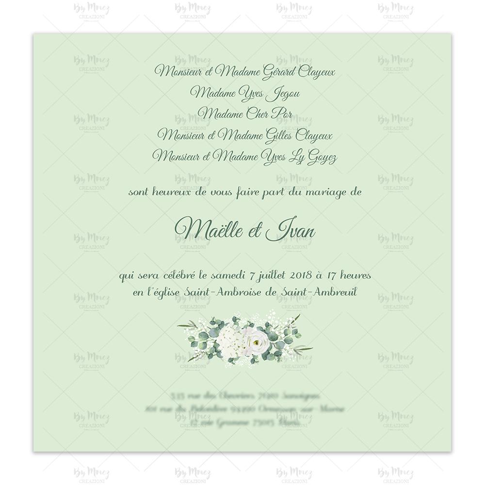 Faire Part De Mariage Theme Green White Mmez Creazioni