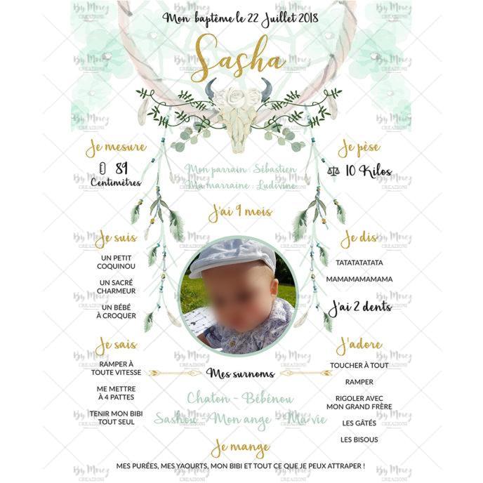 Affiche anniversaire personnalisée - Thème Dreamcatcher & Mint