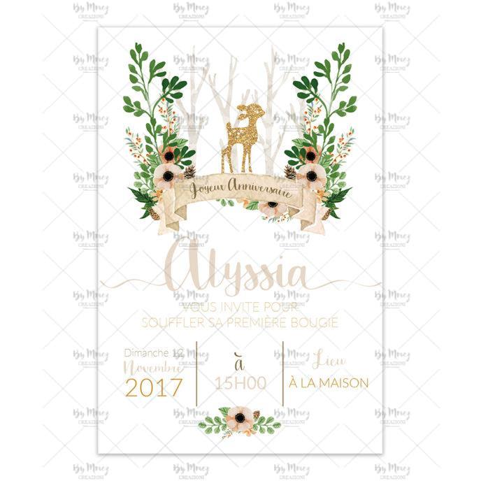 MMEZ CREAZIONI - INVITATION ANNIVERSAIRE PERSONNALISEE - FORET ENCHANTEE