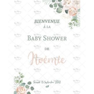 MMEZ CREAZIONI - AFFICHE BABY SHOWER PERSONNALISE FLEURIE BOHEME