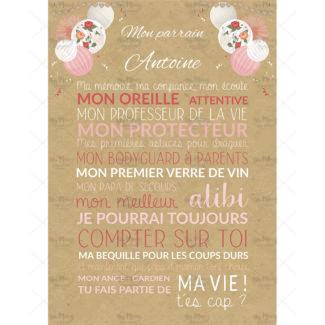 MMEZ CREAZIONI - AFFICHE BAPTEME PARRAIN PERSONNALISE CHAMPETRE