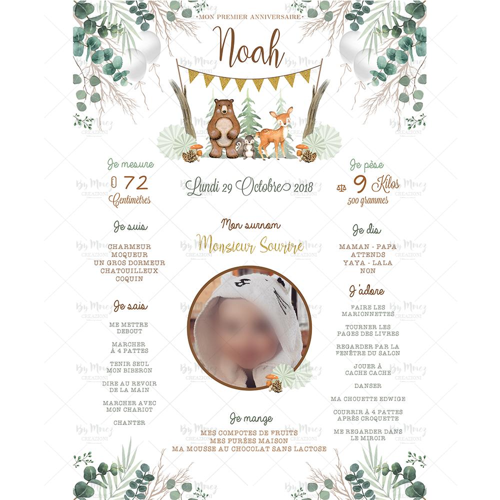 Woodland Animaux Milestone Premier Anniversaire D Anniversaire Bapteme Pepiniere Maison Mariage