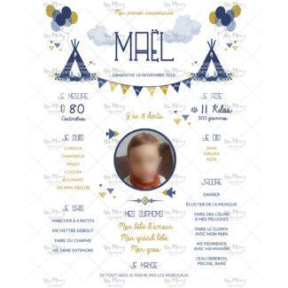 MMEZ CREAZIONI - AFFICHE ANNIVERSAIRE PERSONNALISE INDIEN BLEU ET OR