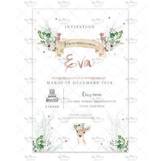 MMEZ CREAZIONI - INVITATION ANNIVERSAIRE PERSONNALISEE - BICHE & FORET ROSE GOLD