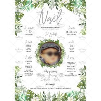 MMEZ CREAZIONI - AFFICHE ANNIVERSAIRE PERSONNALISE TROPICAL WHITE