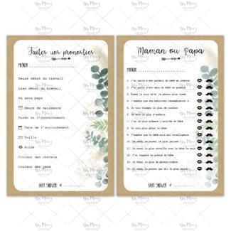 MMEZ CREAZIONI - AFFICHE BABY SHOWER PERSONNALISE EUCALYPTUS - JEUX