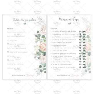 MMEZ CREAZIONI - AFFICHE BABY SHOWER PERSONNALISE FLEURIE BOHEME - JEUX