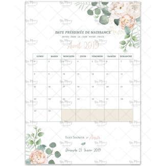 MMEZ CREAZIONI - AFFICHE BABY SHOWER PERSONNALISE FLEURIE BOHEME - JEUX CALENDRIER -1