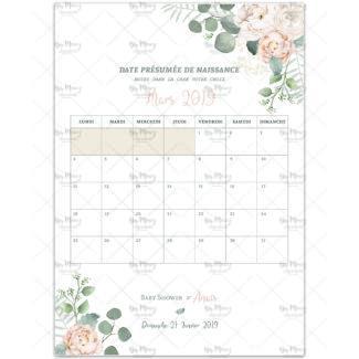 MMEZ CREAZIONI - AFFICHE BABY SHOWER PERSONNALISE FLEURIE BOHEME - JEUX CALENDRIER -2