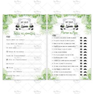 MMEZ CREAZIONI - AFFICHE BABY SHOWER PERSONNALISE PANDA TROPICAL - JEUX