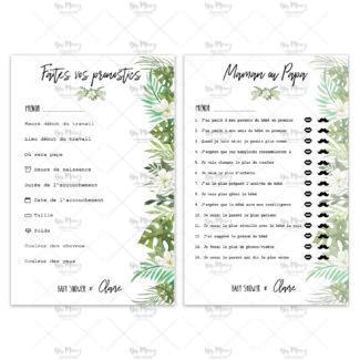 MMEZ CREAZIONI - AFFICHE BABY SHOWER PERSONNALISE TROPICAL WHITE - JEUX