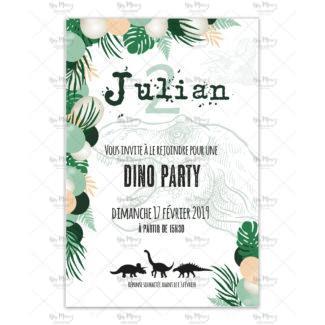 MMEZ CREAZIONI - INVITATION ANNIVERSAIRE PERSONNALISEE - DINO PARTY & TROPICAL