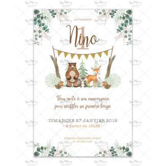 MMEZ CREAZIONI - INVITATION ANNIVERSAIRE PERSONNALISEE - WOODLAND