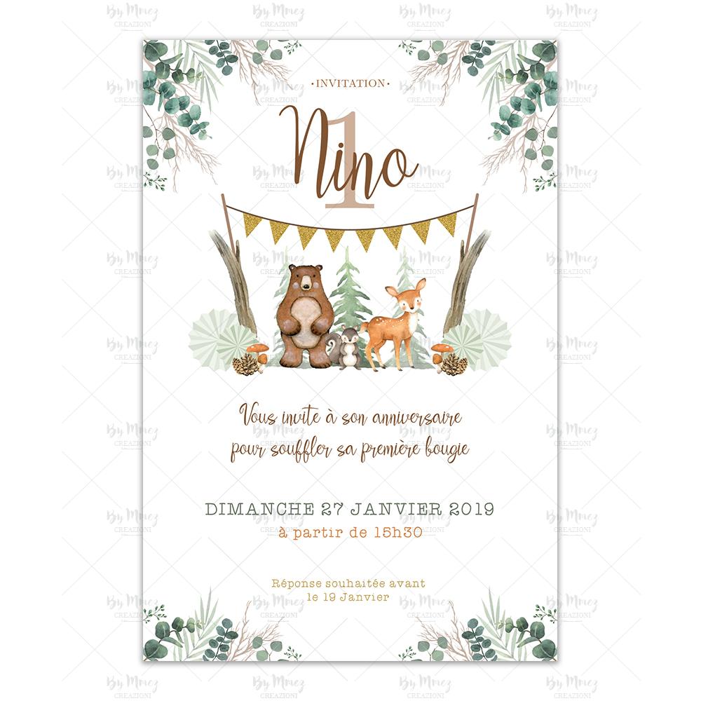 carte invitation anniversaire animaux