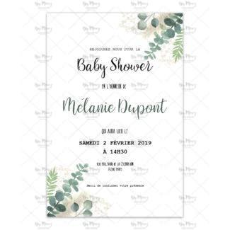 MMEZ CREAZIONI - AFFICHE BABY SHOWER PERSONNALISE EUCALYPTUS - INVITATION