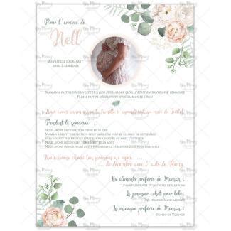 MMEZ CREAZIONI - AFFICHE BABY SHOWER PERSONNALISE FLEURIE BOHEME - FUTURE MAMAN -1