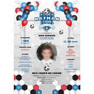 MMEZ CREAZIONI - AFFICHE ANNIVERSAIRE PERSONNALISEE FOOTBALL & ROUGE BLEU