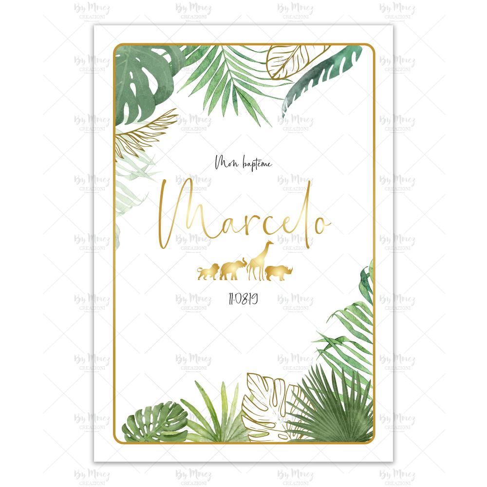 Invitation Baptême - Thème Jungle Tropical Chic - Mmez Creazioni