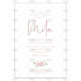 MMEZ CREAZIONI - FAIRE PART - INVITATION BAPTEME PERSONNALISE CYGNE FLEURIE - 2