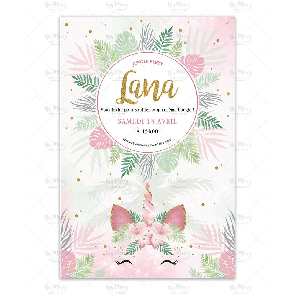 CARTES INVITATIONS ANNIVERSAIRE LICORNE X6