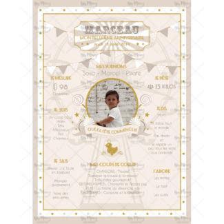 MMEZ CREAZIONI - AFFICHE ANNIVERSAIRE BIENVENUE PERSONNALISEE FÊTE FORRAINE BEIGE & OR