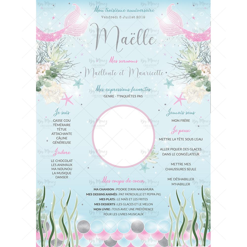 Affiche Anniversaire Personnalisee Theme Sirene Rose Bleu Mmez Creazioni Affiche Anniversaire Personnalisee Theme Sirene Rose Bleu Mmez Creazioni
