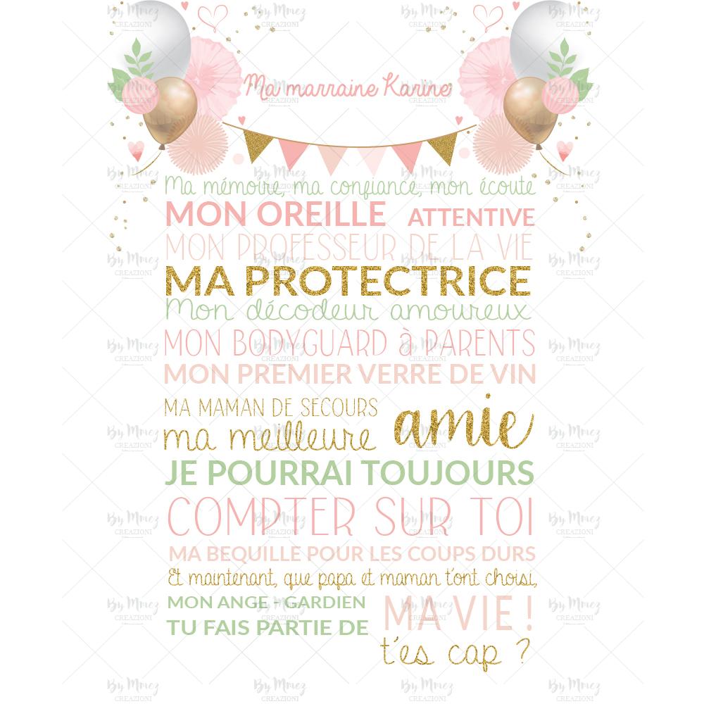 Affiche Bapt me  Parrain  Marraine   Th me Licorne 