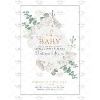 MMEZ CREAZIONI - AFFICHE GENDER REVEAL PERSONNALISE EPURE & EUCALYPTUS - INVITATION