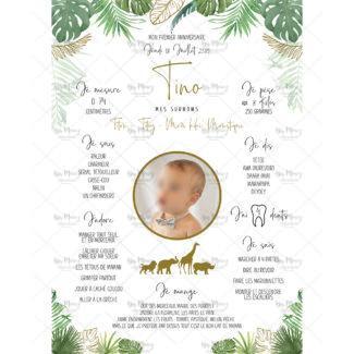 MMEZ CREAZIONI - AFFICHE ANNIVERSAIRE PERSONNALISEE JUNGLE TROPICAL CHIC