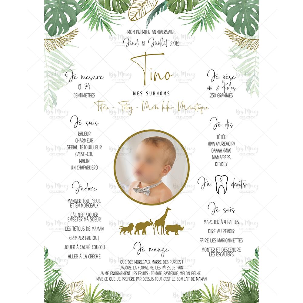 Invitation Anniversaire - Thème Jungle tropical chic - Mmez Creazioni