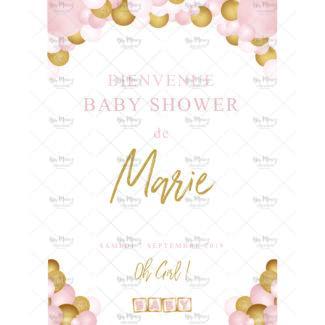 MMEZ CREAZIONI - AFFICHE BABY SHOWER PERSONNALISE OH GIRL ROSE & OR