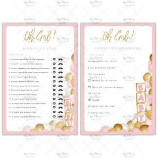 MMEZ CREAZIONI - AFFICHE BABY SHOWER PERSONNALISE OH GIRL ROSE & OR - JEUX