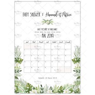 MMEZ CREAZIONI - AFFICHE BABY SHOWER PERSONNALISE TROPICAL WHITE - JEUX CALENDRIER -2