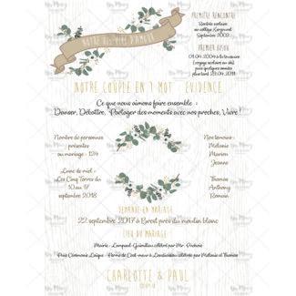 MMEZ CREAZIONI - AFFICHE MARIAGE COUPLE BOUQUET FORESTIER