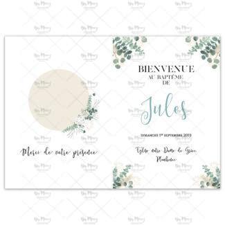 MMEZ CREAZIONI - COUVERTURE LIVRET DE MESSE PERSONNALISE EUCALYPTUS & FLEURS BLANCHE