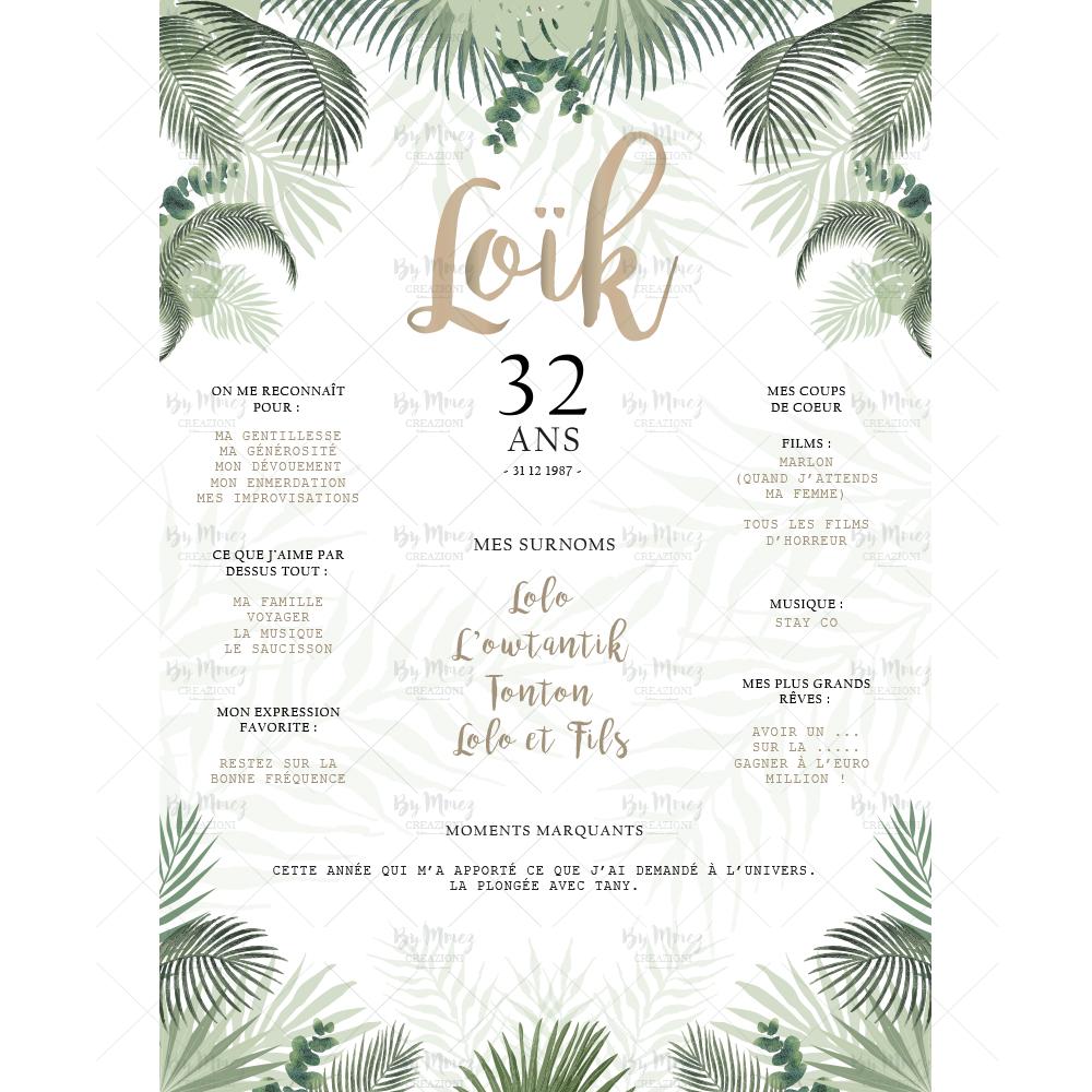 Invitation Anniversaire - Thème Jungle tropical chic - Mmez Creazioni