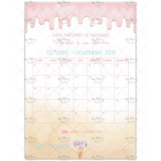 MMEZ CREAZIONI - AFFICHE BABY SHOWER PERSONNALISE VENICE BEACH - JEU CALENDRIER