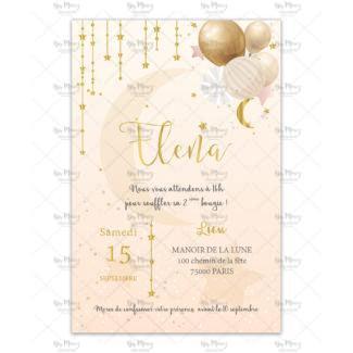 MMEZ CREAZIONI - INVITATION ANNIVERSAIRE PERSONNALISEE - ETOILES & OR - GOLD STAR