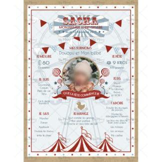 MMEZ CREAZIONI - AFFICHE ANNIVERSAIRE PERSONNALISE CIRQUE - FUN FAIR PARTY