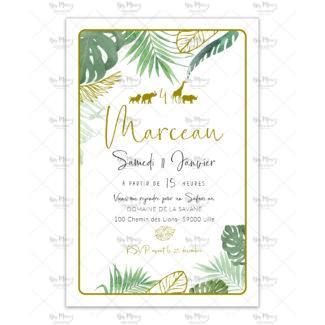 MMEZ CREAZIONI - INVITATION ANNIVERSAIRE PERSONNALISEE - JUNGLE TROPICAL CHIC