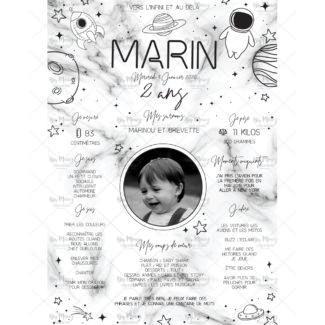 MMEZ CREAZIONI - AFFICHE ANNIVERSAIRE PERSONNALISE SPATIAL