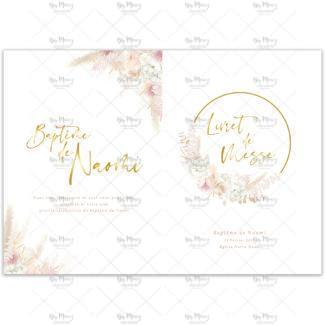 MMEZ CREAZIONI - COUVERTURE LIVRET DE MESSE PERSONNALISE FLEURS SECHEES & ROSE