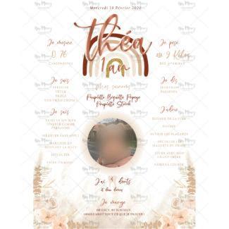 MMEZ CREAZIONI - AFFICHE ANNIVERSAIRE PERSONNALISE ARC EN CIEL & FLEURS SECHEES