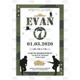 MMEZ CREAZIONI - INVITATION ANNIVERSAIRE PERSONNALISEE - ARMY