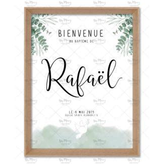 MMEZ CREAZIONI - AFFICHE BAPTEME BIENVENUE PERSONNALISE EUCALYPTUS AQUARELLE - 1