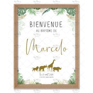 MMEZ CREAZIONI - AFFICHE BAPTEME BIENVENUE PERSONNALISE JUNGLE TROPICAL CHIC - 1