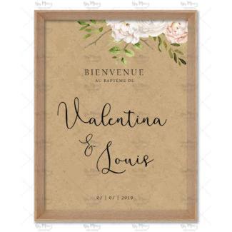 MMEZ CREAZIONI - AFFICHE BAPTEME BIENVENUE PERSONNALISE KRAFT & BOHEME - 1