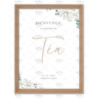 MMEZ CREAZIONI - AFFICHE BAPTEME BIENVENUE PERSONNALISE PURETE & FLEURIES - 1