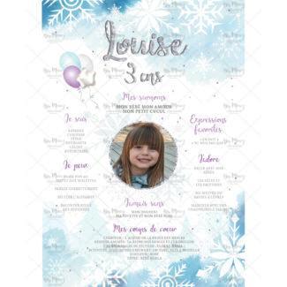 MMEZ CREAZIONI - AFFICHE ANNIVERSAIRE PERSONNALISE REINE DES NEIGES - FROZEN REINE & VIOLET